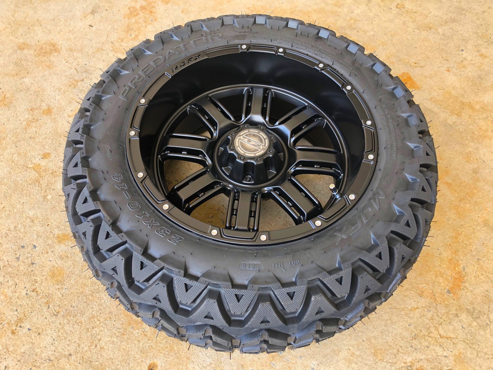 Golf-Cart-Tire-and-Wheel-14-Inch-Flat-Black-Transformer-with-Predator-Tire-01-1